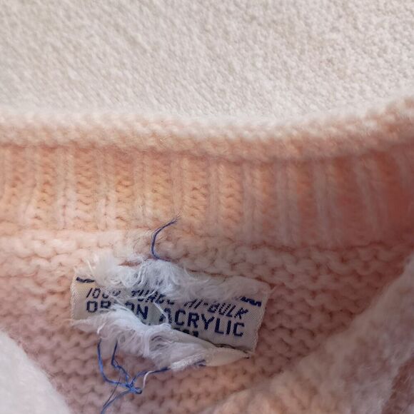 VTG Baby Acrylic Cardigan Sweater Pink Knit Chicks USA Made Cottage Prairie - Picture 3 of 6